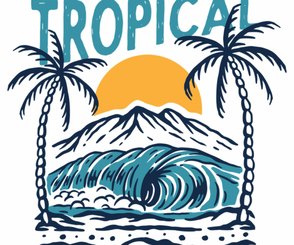 Tropical Sunset - Ocean Wave Scene