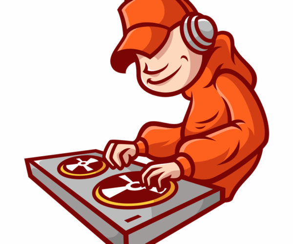 DJ Mixing - Cartoon Style Illustration