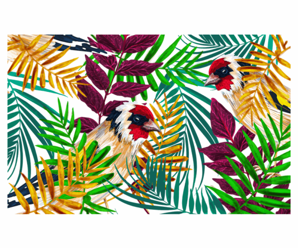 Goldfinches - Tropical Foliage Print