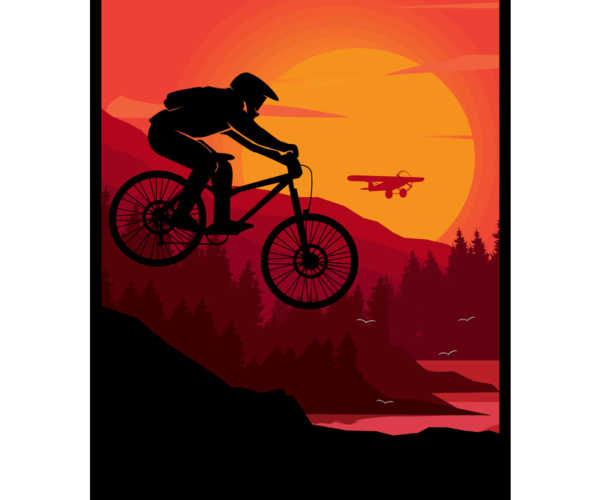 Mountain Biker - Sunset Silhouette