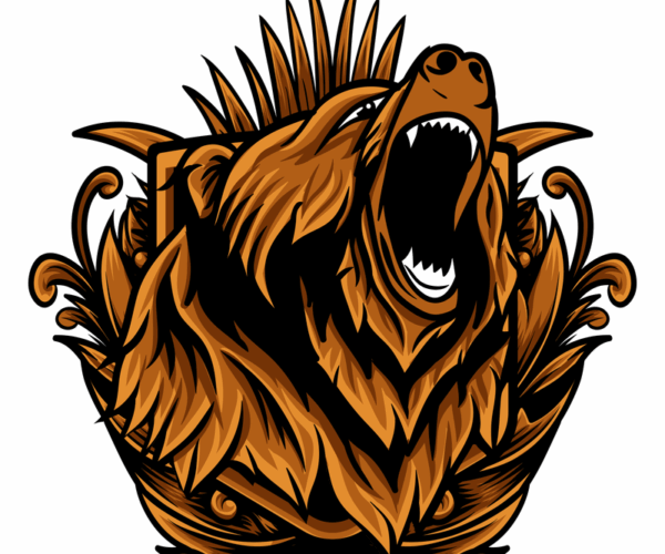 Raging Grizzly - Ornate Crest Design