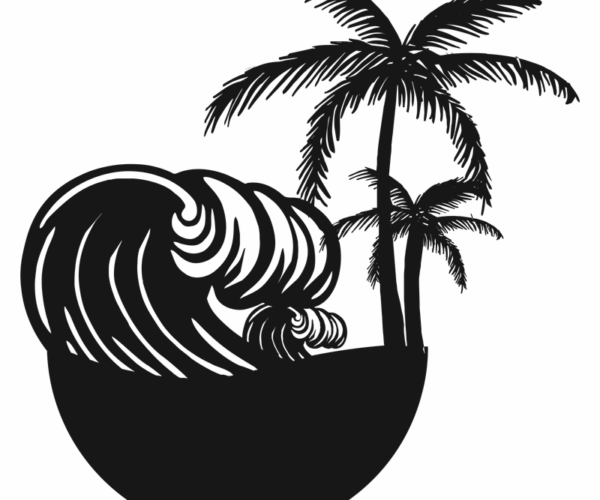 Tropical Escape - Wave and Palms Silhouette