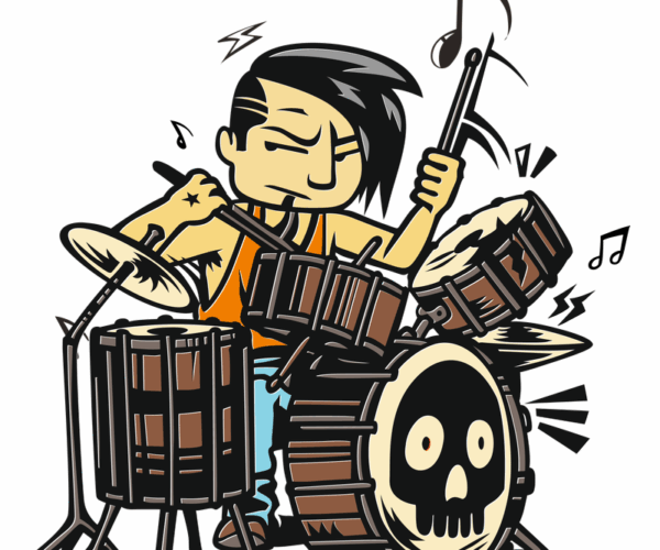 Rock Drummer - Energetic Cartoon
