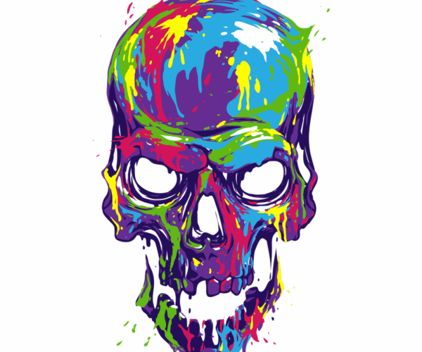 Paint Splatter Skull - Vibrant Art