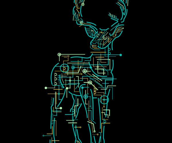 Cyber Deer - Circuitry Elegance