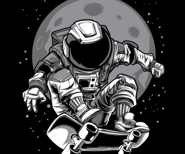 Spaced Out - Astronaut Skateboarding