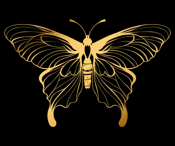 Golden Butterfly - Outline Art