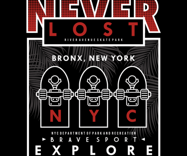 Never Lost - Skatepark T-Shirt Design