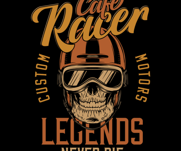 Cafe Racer Skull - Legends Never Die