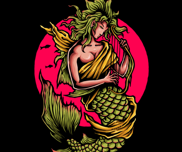 Melodic Mermaid - Enchanted Harpist