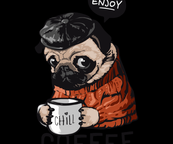 Chill Coffee Pug - Cozy Cartoon