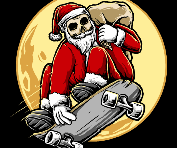 Skeletal Santa - Skateboarding Celebration