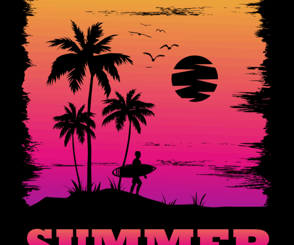 Beach Summer - Sunset Surfer Graphic