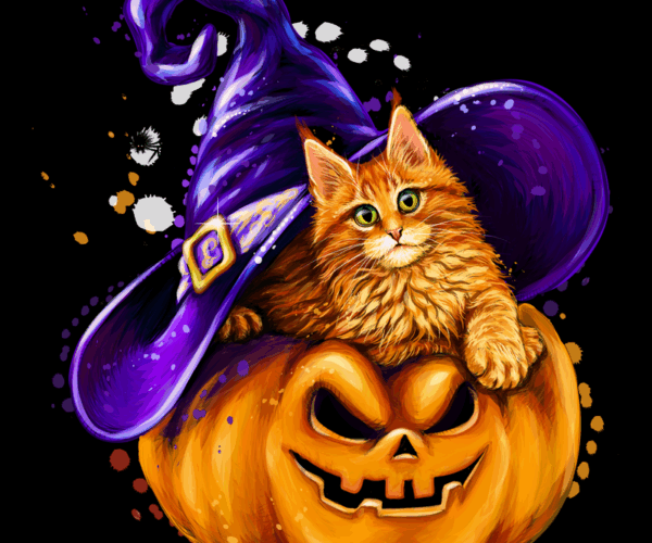 Witch Cat - Spooky Pumpkin Home