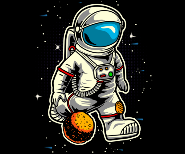 Cartoon Spaceman - Moon Kick