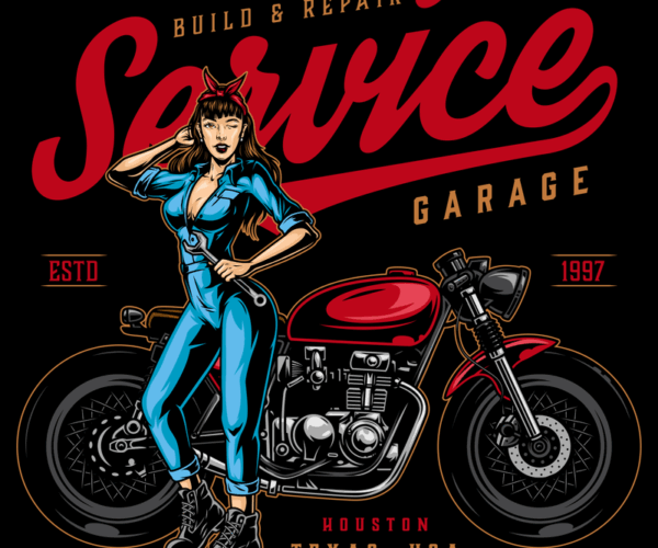 Mechanic Girl - Vintage Garage Art