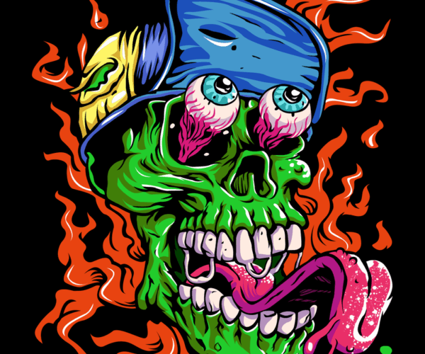 Zombie Skull - Flaming Outbreak