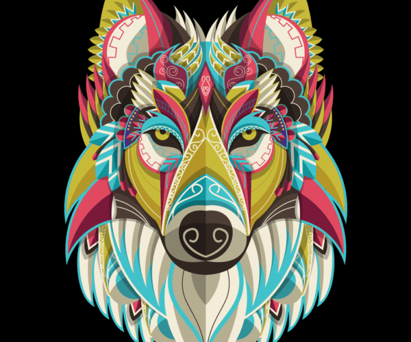 Geometric Wolf - Tribal Fusion Art