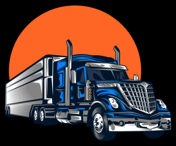 Semi Truck - Sunset Silhouette