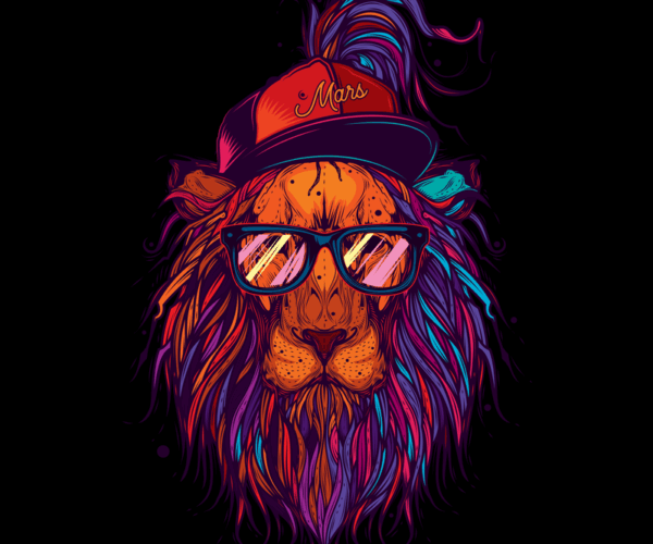 Lion's Vibe - Neon Swagger Portrait