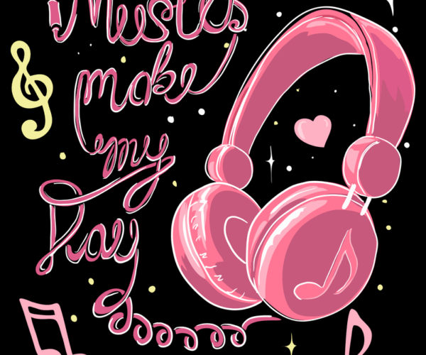 Music Makes My Day - Pink Headphones