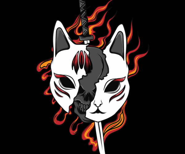 Kitsune Skull - Fiery Embrace