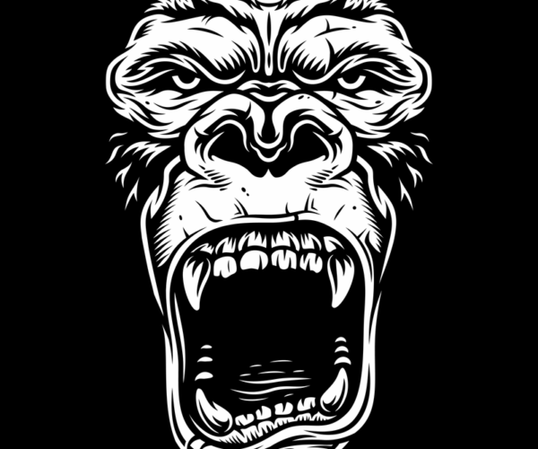 Roaring Gorilla - Ferocious Illustration