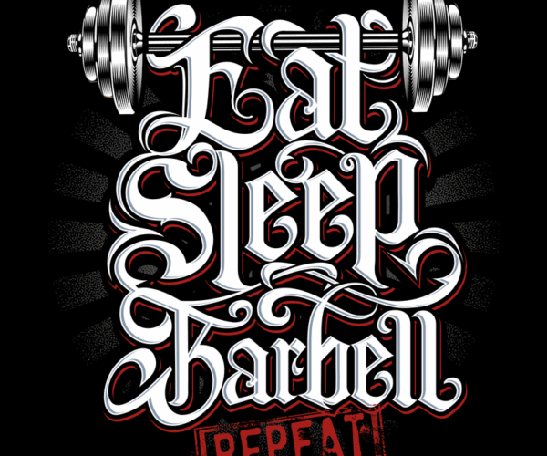 Eat, Sleep, Barbell - Typography Workout Artwork