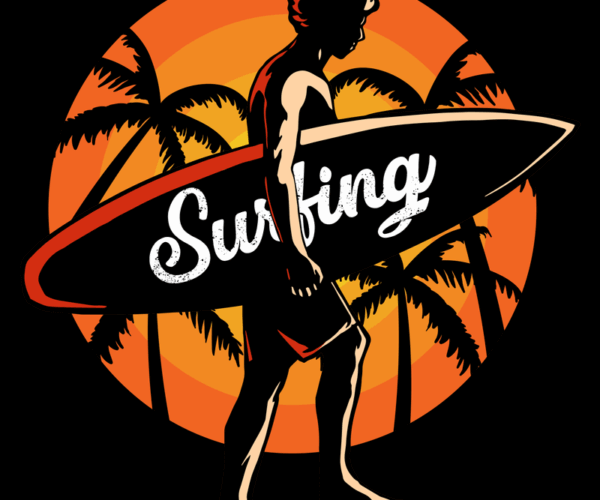 Surfer Silhouette - Sunset Vibes