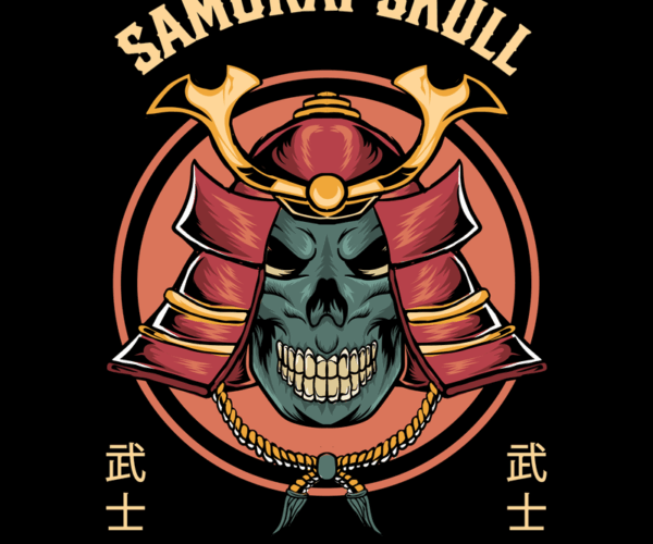 Samurai Skull - Japanese Gang Emblem