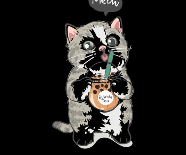 Bubble Tea Cat - Kawaii Beverage Art