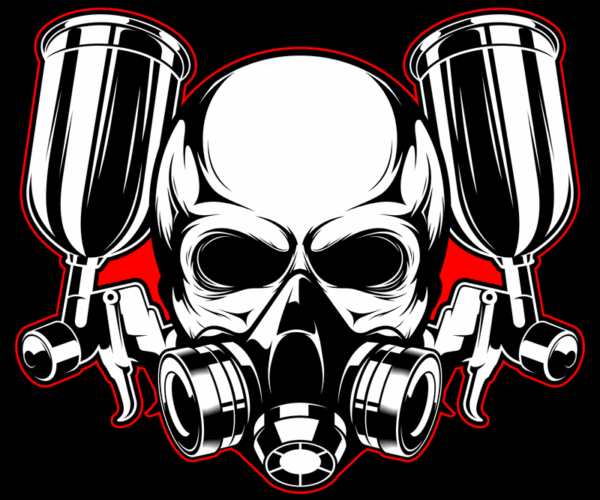 Spray Paint Skull - Motorsports Graphic