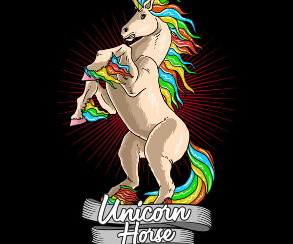 Rearing Unicorn - Rainbow Mane
