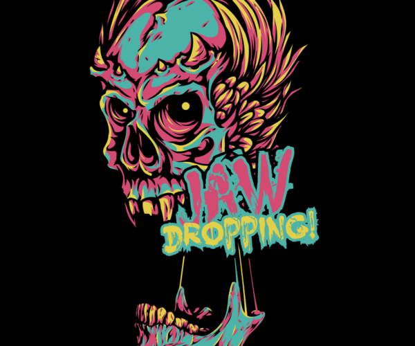 Jaw Dropping Skull - Vibrant Horror Art