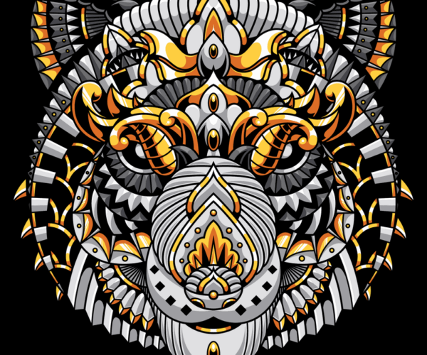 Geometric Bear - Golden Mandala