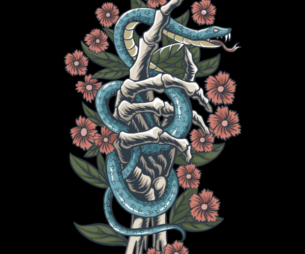 Skeletal Embrace - Floral Serpent
