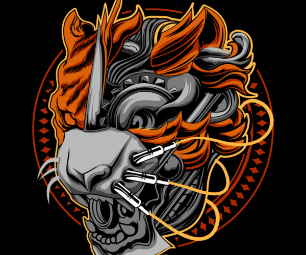 Cyber Oni Tiger - Futuristic Fusion