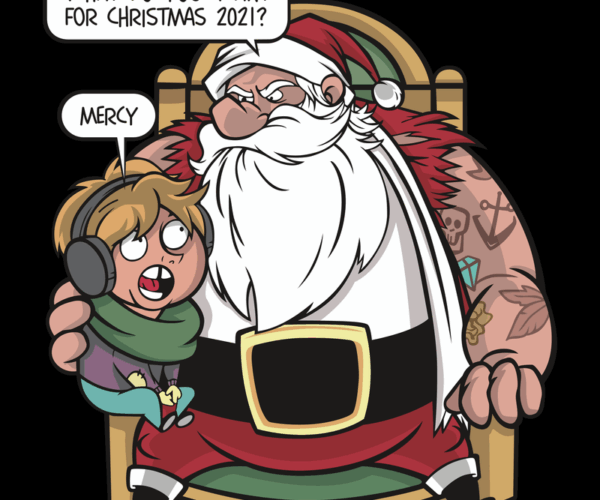 Tattooed Santa + Scared Kid