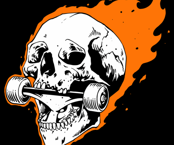Flaming Skull Skateboard - Ride or Die