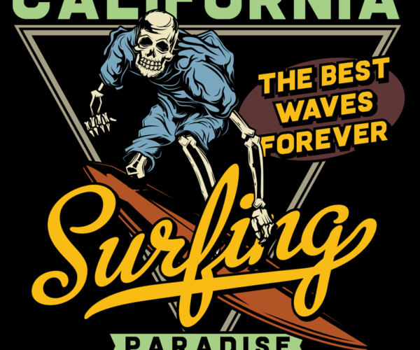 Surfing Skeleton - California Waves