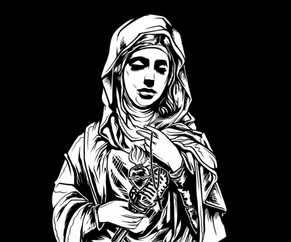 Sacred Heart - Line Art Illustration