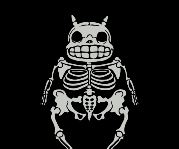 Totoro Skeleton - Spooky Cute Illustration