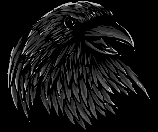Raven Portrait - Grayscale Vector Art