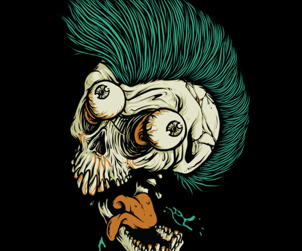 Punk Rock Skull - Brain Exposed