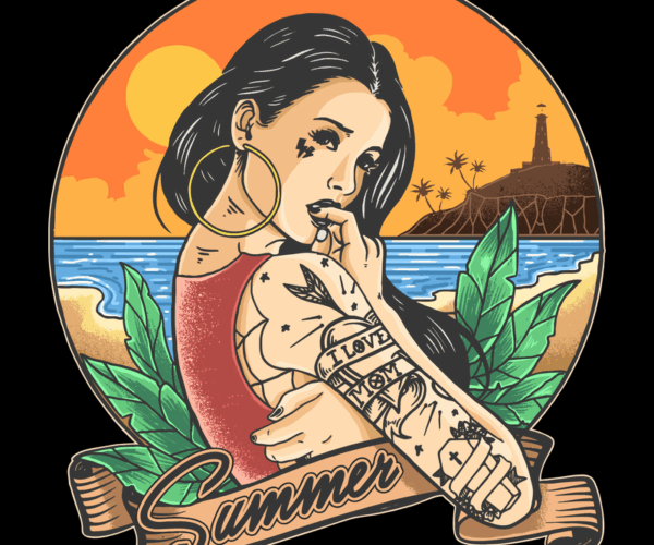 Tattooed Summer Girl - Beach Paradise Vibes