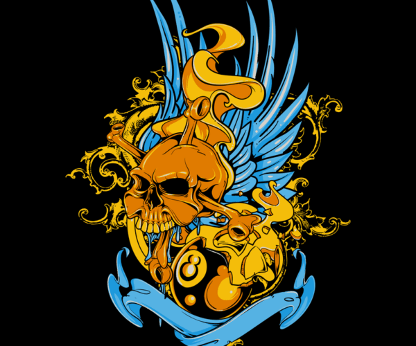 Skull & Eight Ball - Lucky Strike Emblem