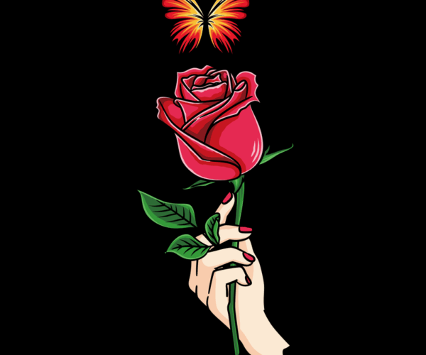 Rose & Butterfly - Delicate Bloom