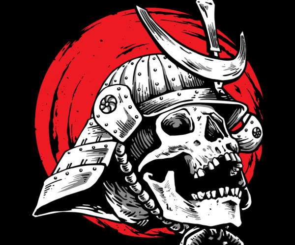 Samurai Skull - Red Moon Warrior