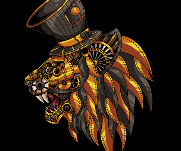 Steampunk Lion - Mechanized Majesty