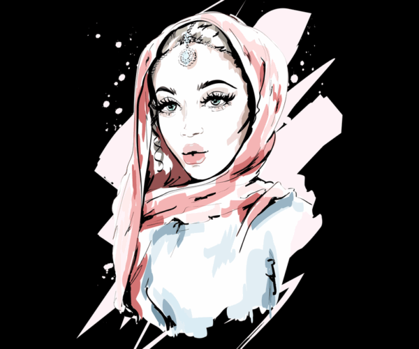 Elegant Hijab - Watercolor Portrait